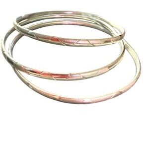 Sterling Silver 3 Bangle Bracelets Set